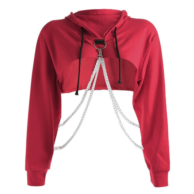 red crop top hoodie