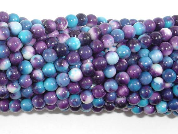 Rain Flower Stone Beads, Blue, Purple, 4mm Round Beads-Gems: Round & Faceted-BeadBeyond