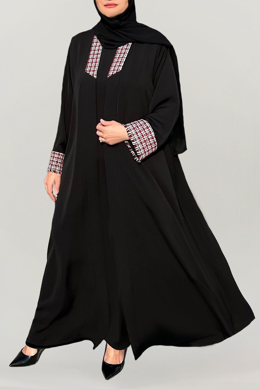 Black Abaya Abayat Modesty Embroidery Dubai Flowy Loose Soft Thowby ثــوبــي