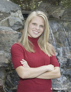 Young woman in red sweater