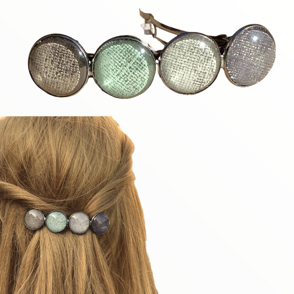 barrière Betrokken excuus Color Hairclip XL glas cabochon haarspeld 099 grijs-taupe-groen-zwart- vintage | HAIRPIN.NU