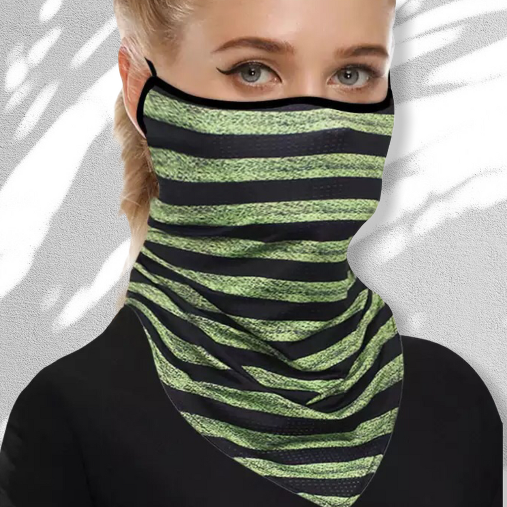 Sjaal gevoerd met fleece geschikt mondkapje Stripe groen | HAIRPIN.NU