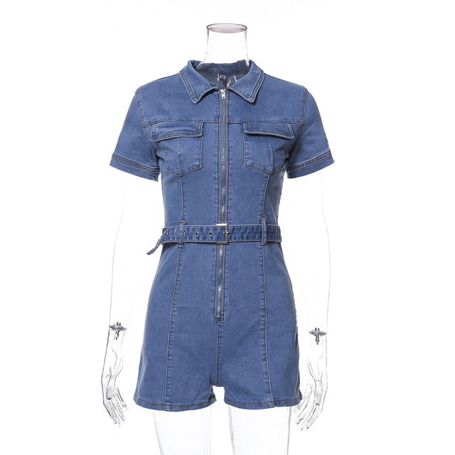 denim playsuit short