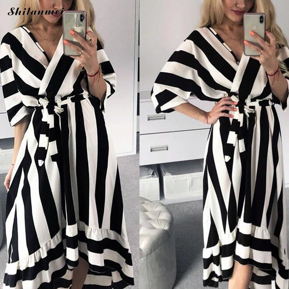 black and white striped dress womens