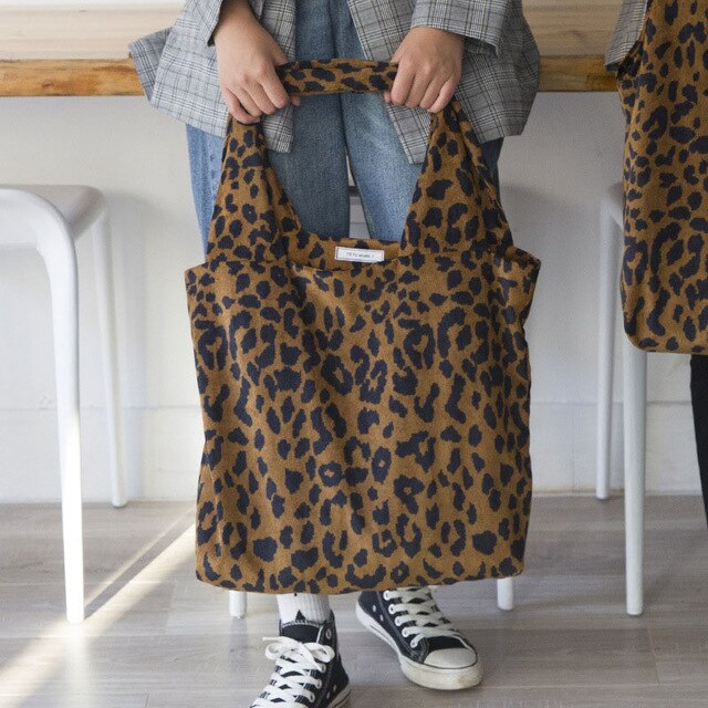 leopard print canvas tote