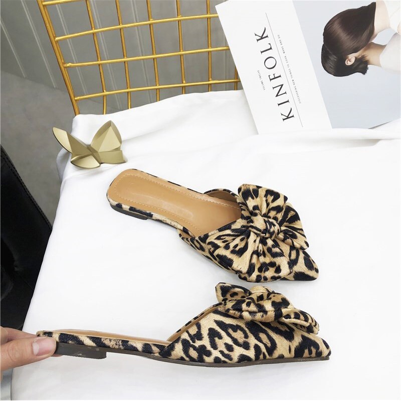 leopard slides with bow