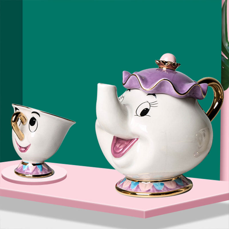 New Cartoon Beauty And The Beast Teapot Mug Mrs Potts Chip Tea Pot Cup