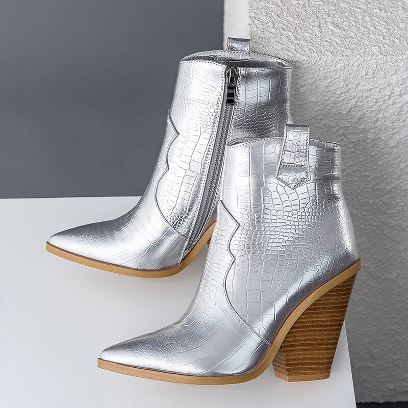 silver cowboy boots womens