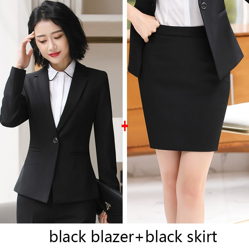 ladies black skirt suit