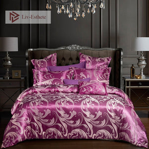 Bedding Set Euro Jacquard Purple Double Queen King Duvet Cover