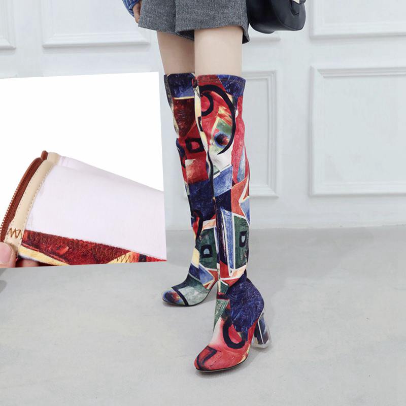 floral thigh high boots