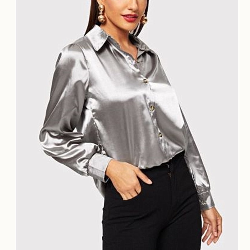 womens satin shirts blouses