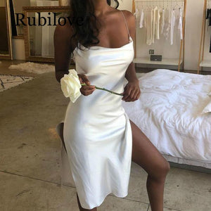 white satin dress midi