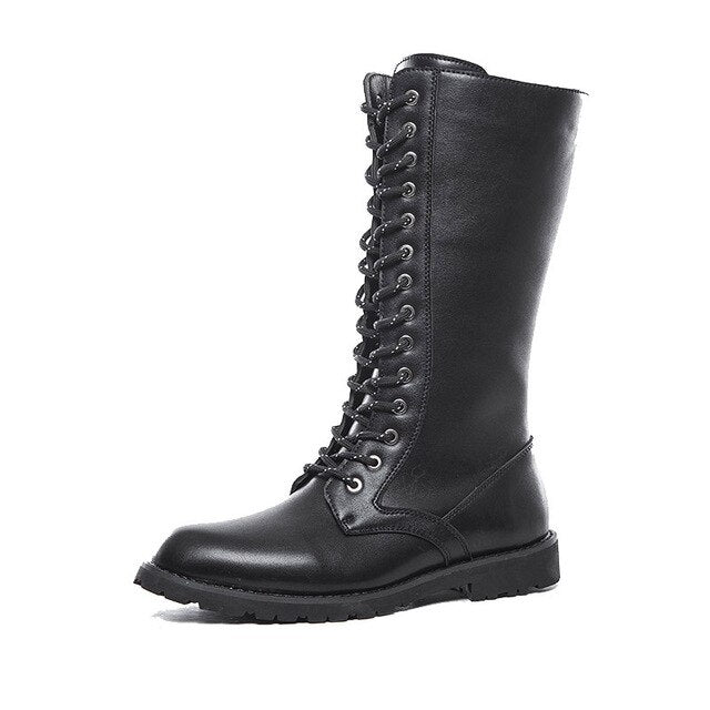 calf high combat boots