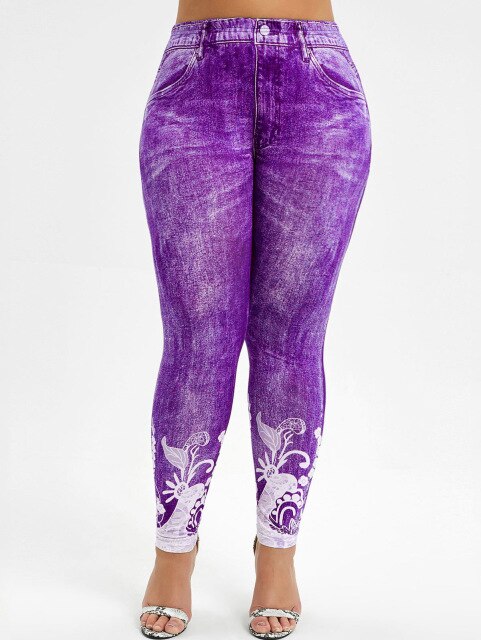 purple jeggings plus size