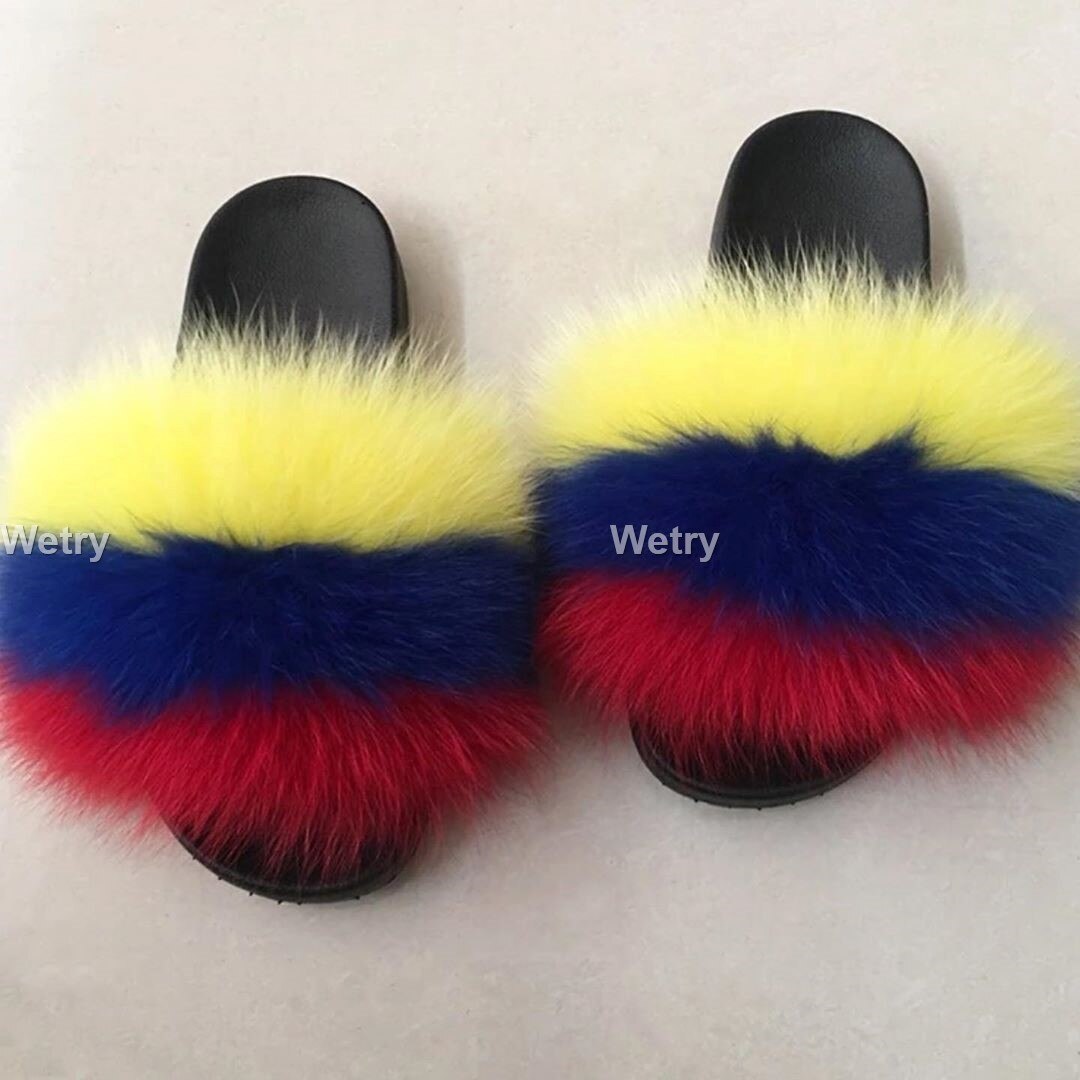 fluffy mules slides