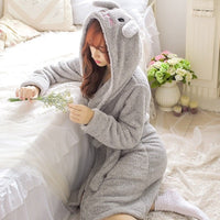 women's rabbit dressing gown