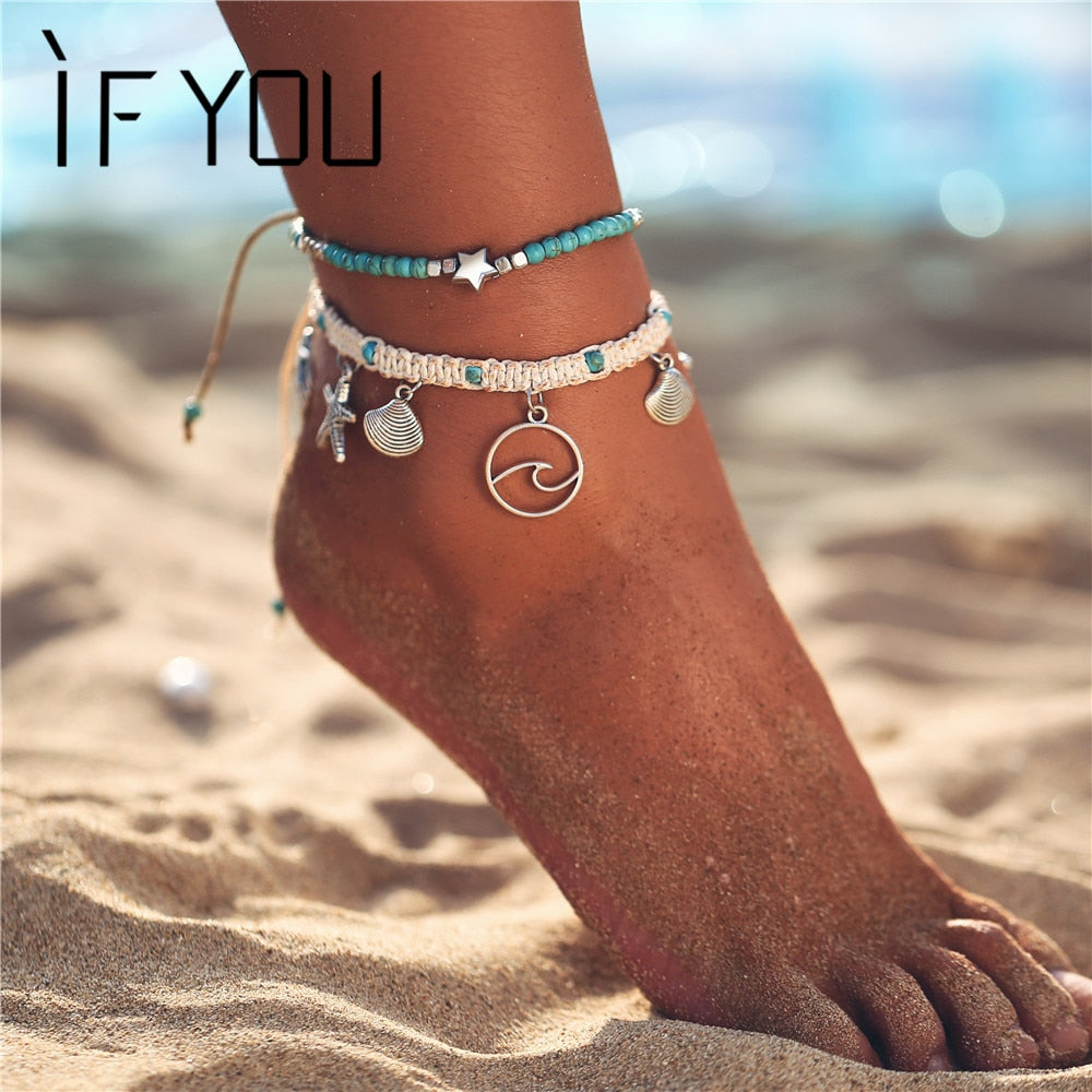 If You Bohemia Starfish Summer Beach Multilayer Anklets Bracelet For F