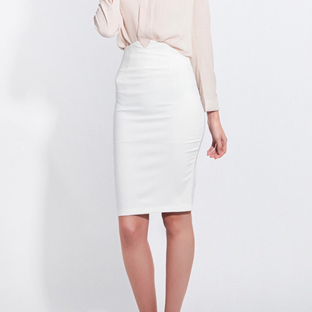 white midi pencil skirt