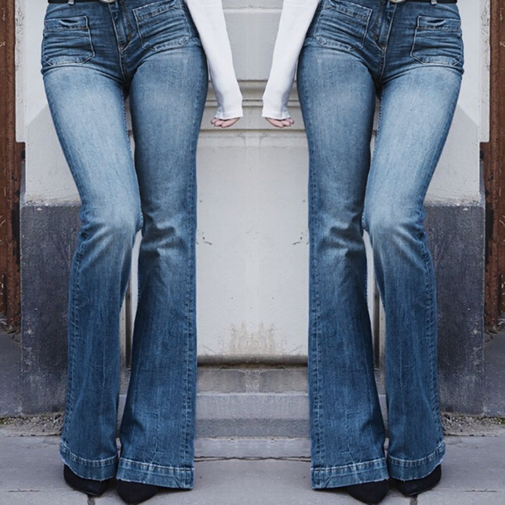 elastic waist bootcut jeans