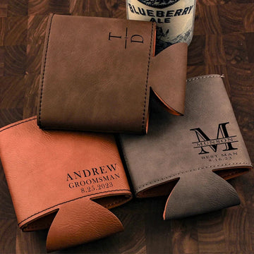 Personalized Leather Coozie Can Holder