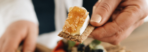Honeycomb on Brie cheese and crackers, prefect for entertaining