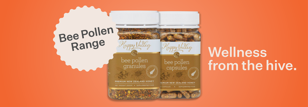 New Zealand Bee Pollen Granules and Capsules - Happy Valley Honey Bee Pollen Range - Wellness from the hive.