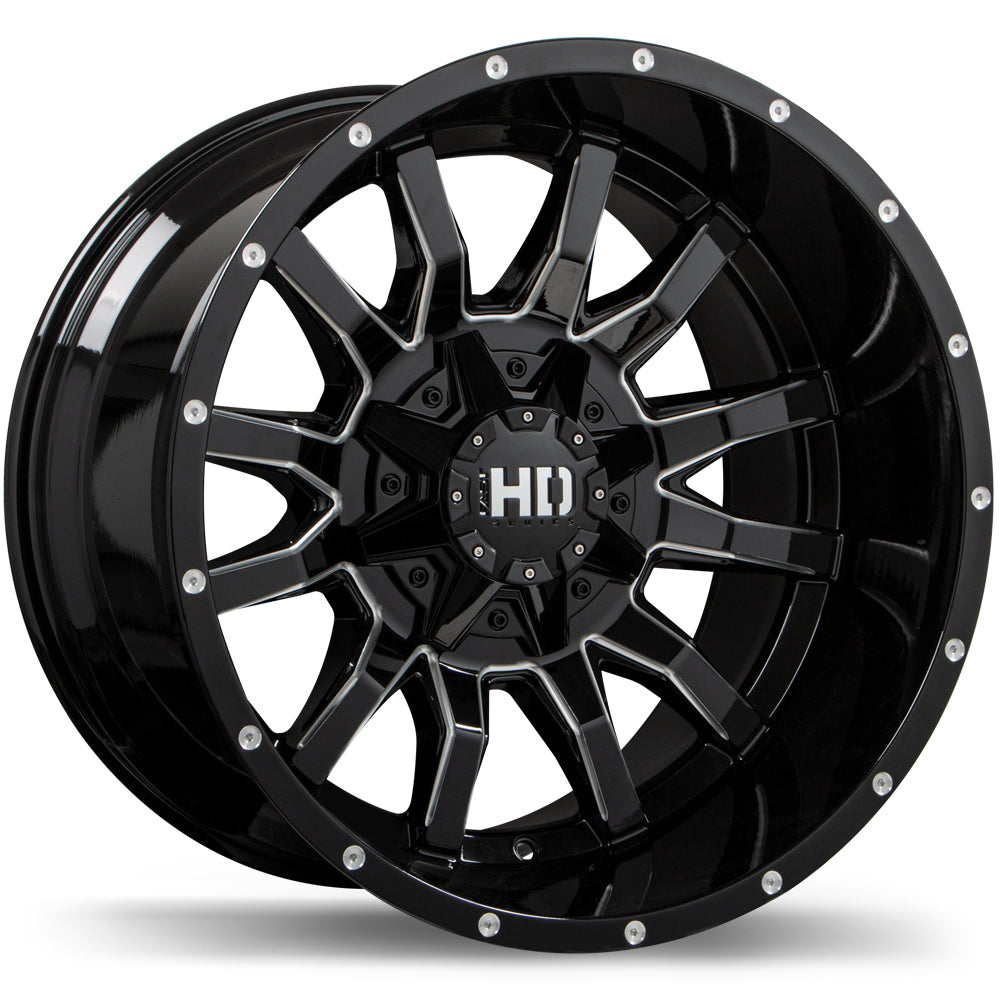 TIS WHEELS 544BM 20X12 -44 8X180 GLOSS BLACK WITH CNC MILLED