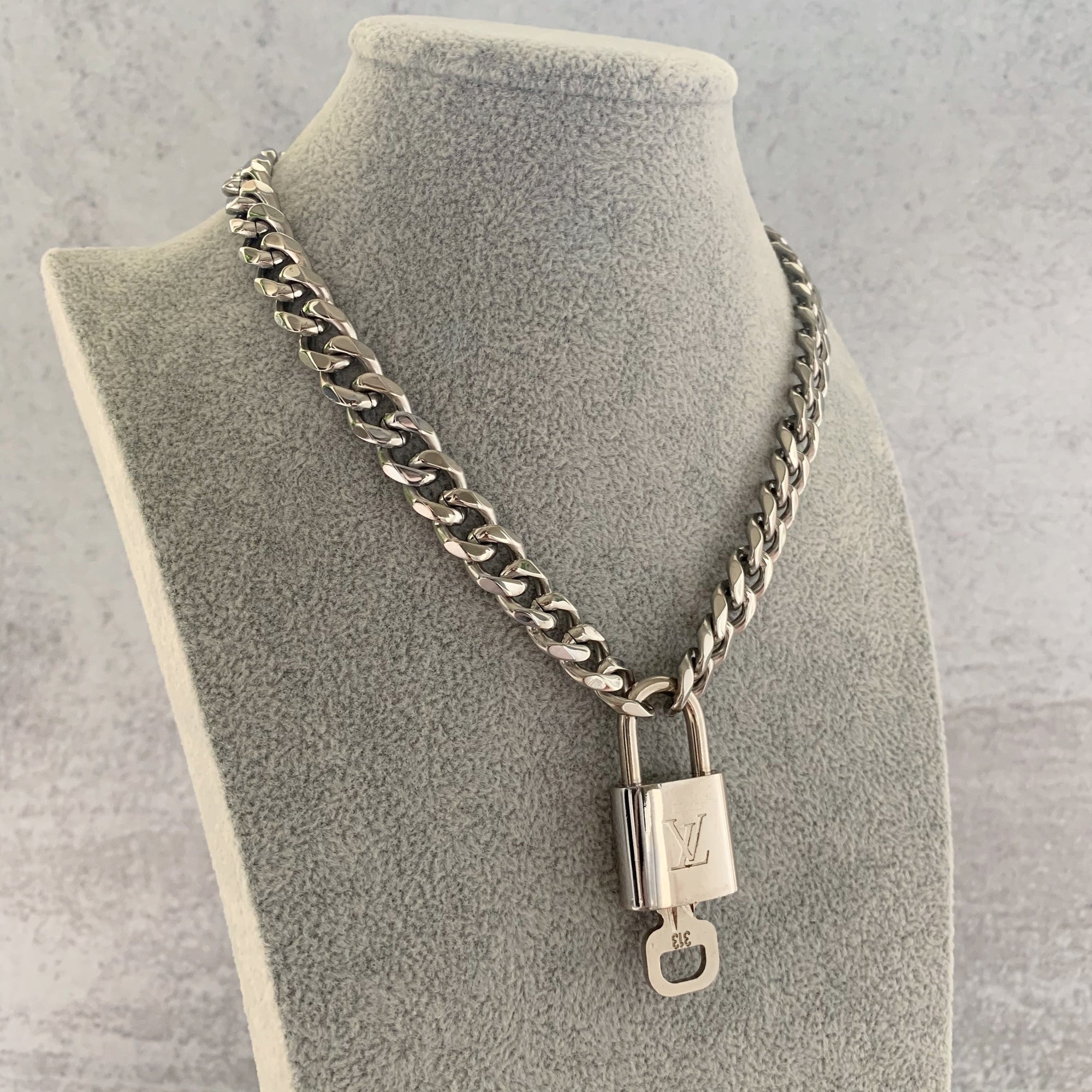 Silver Tone Lock Necklace by Statement Collective