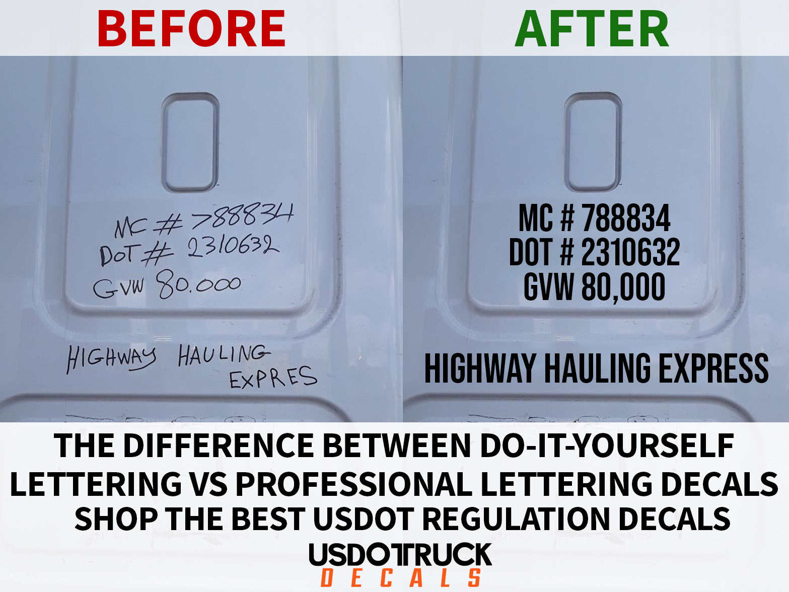 professional usdot lettering vs do it your self lettering decals