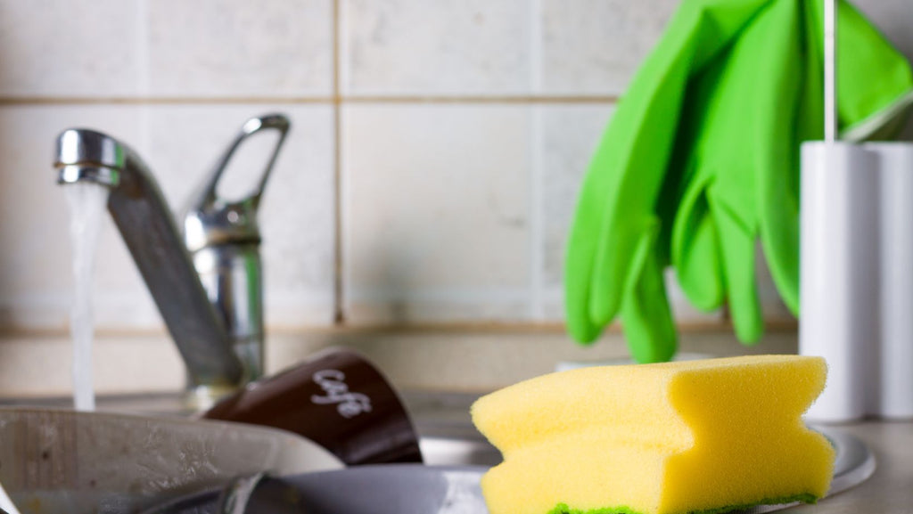 Dishes filled with dish soap