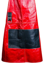 Load image into Gallery viewer, Zoomed in Red &amp; Black Leather Apron 