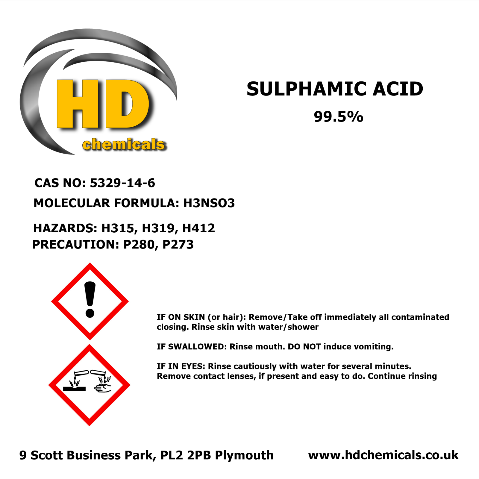 sulphamic acid label