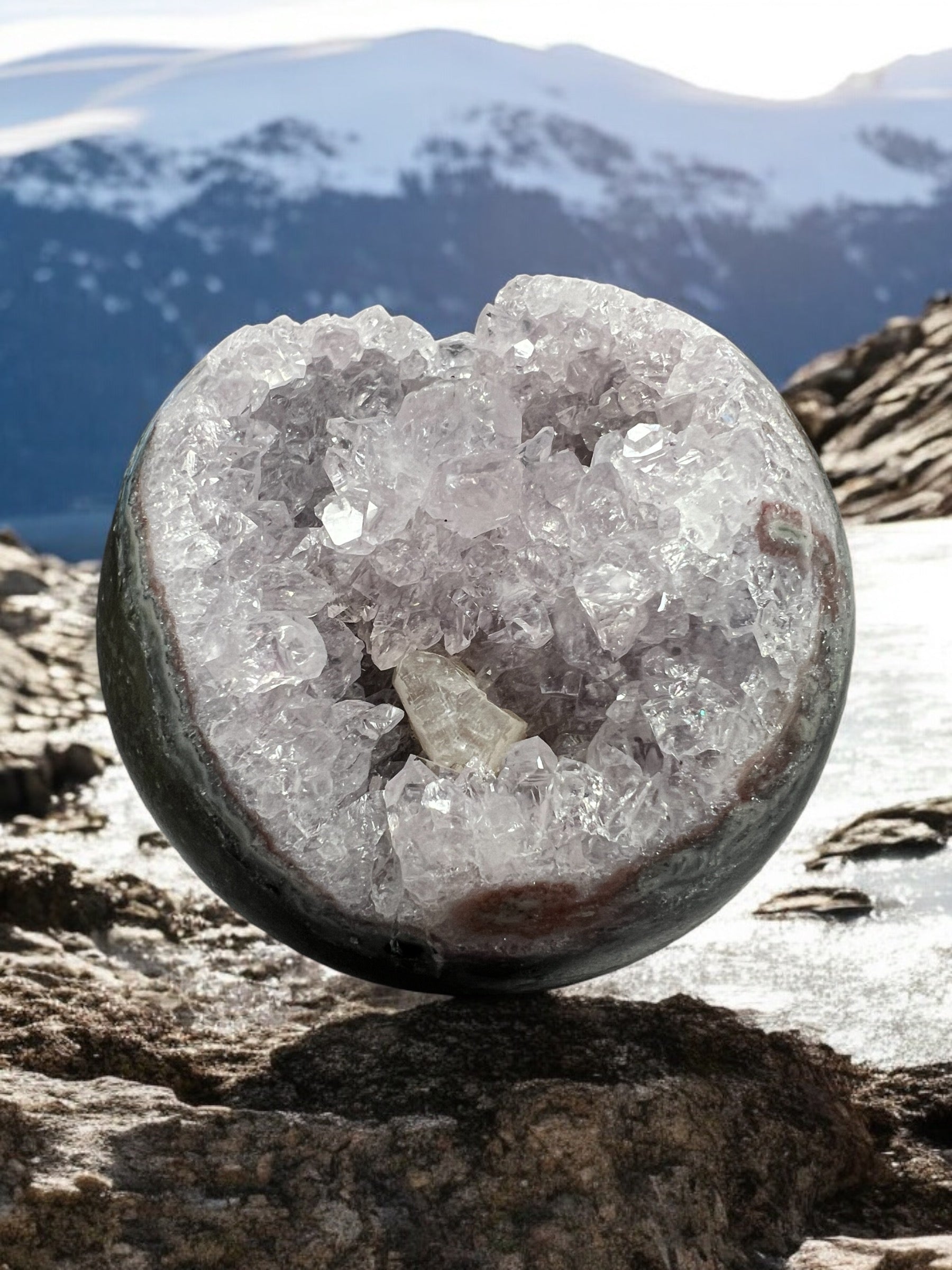 Amethyst and Quartz Druzy Geode Sphere