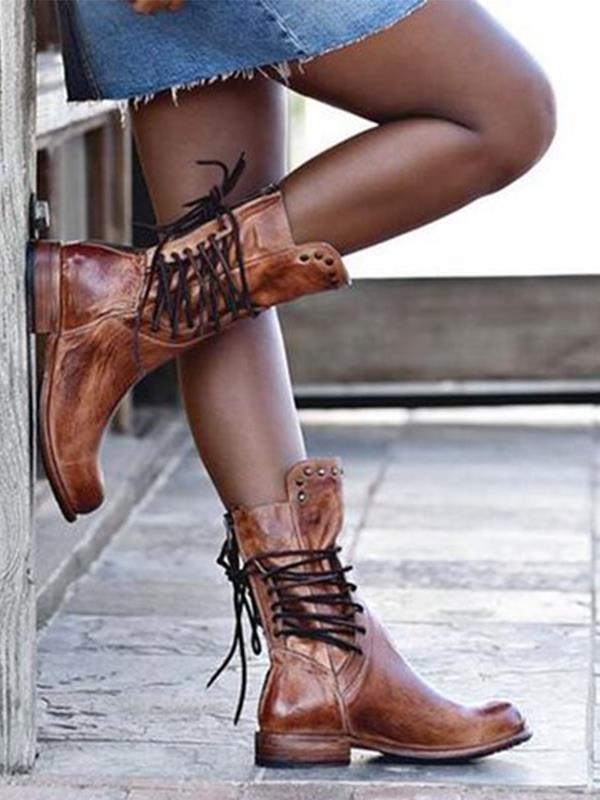 low lace up boots