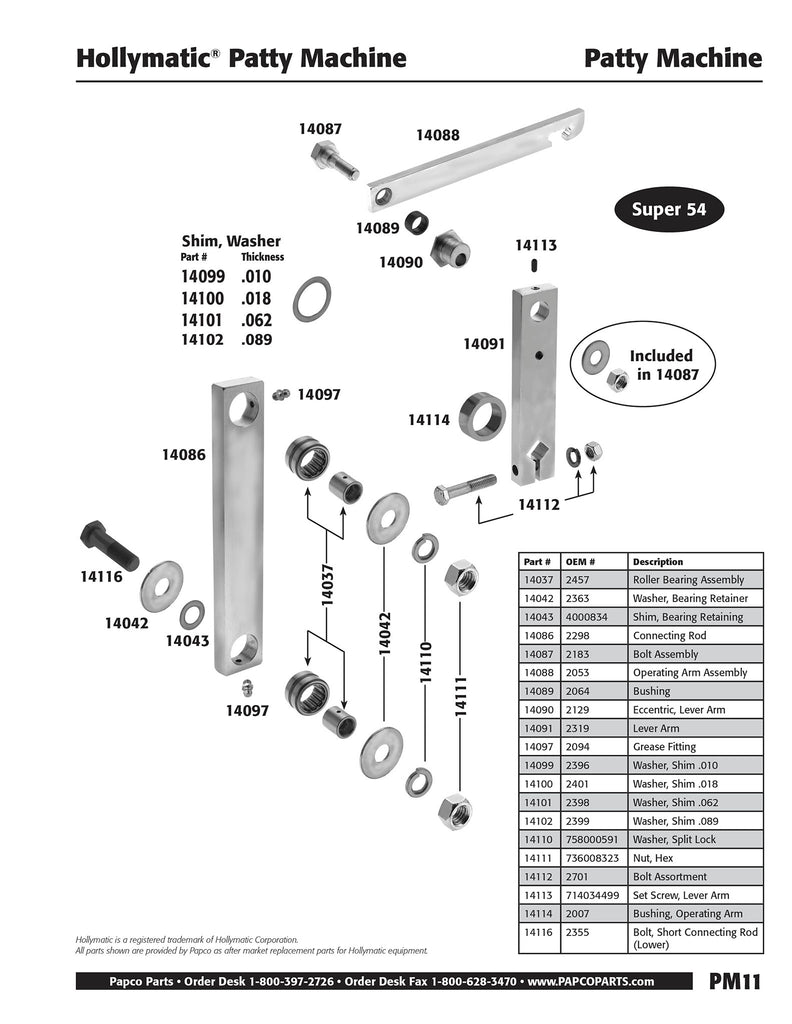 PM11 -  Hollymatic Roller Bearing Assembly