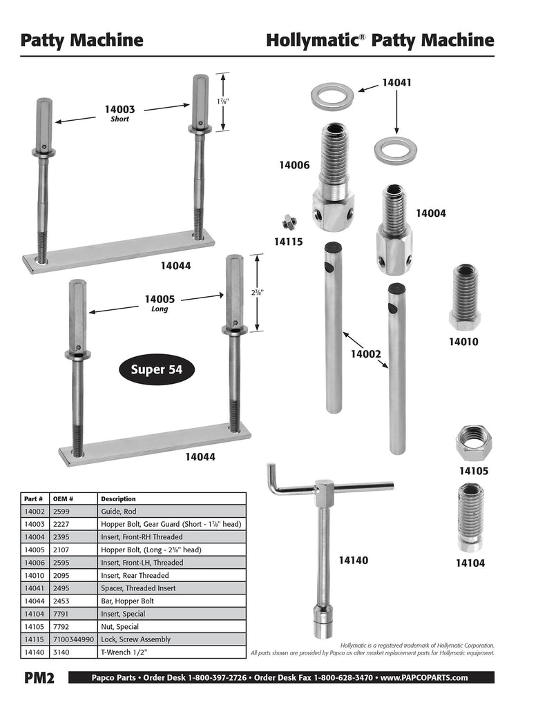 PM2 -  Hollymatic Guide Rod and Hopper Bolts