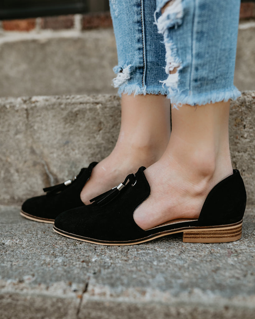 side cut out ankle flats