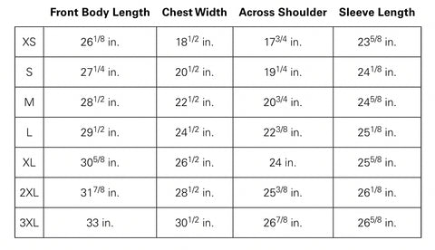 Hoodie Measurements, Sizing