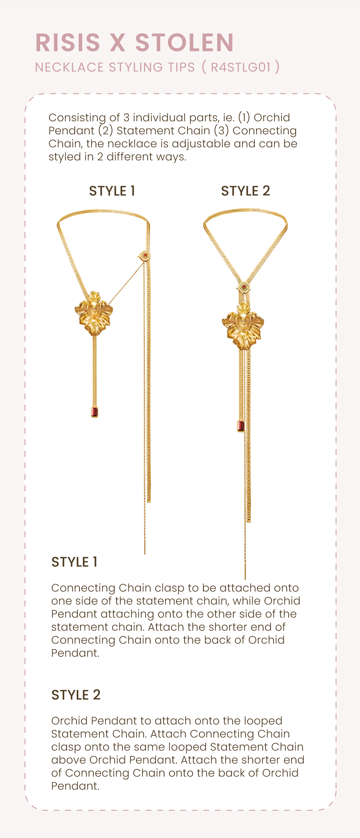 Style Guide of RISIS X STOLEN Iconic Vanda Miss Joaquim Orchid Necklace