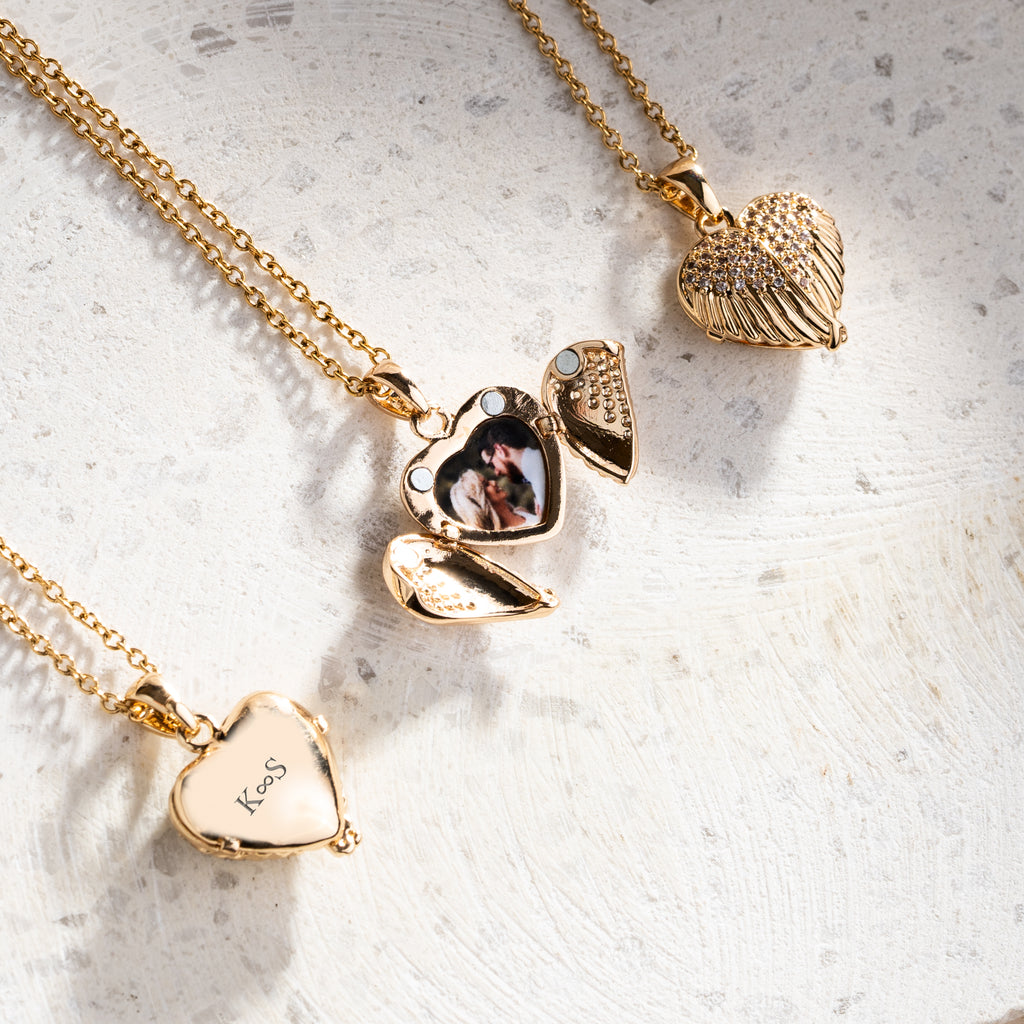 Sublimation Heart Shaped Angel Wing necklace – Natural Roots