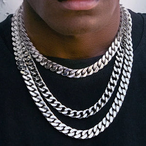 Men's 8MM-14MM Stainless Steel Cuban Chain Necklace - unique-bargain-shoppers.com