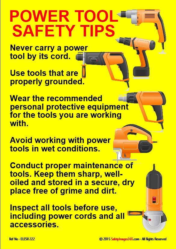 Electrical Safety Poster Power tool safety tips safetyImages365 com