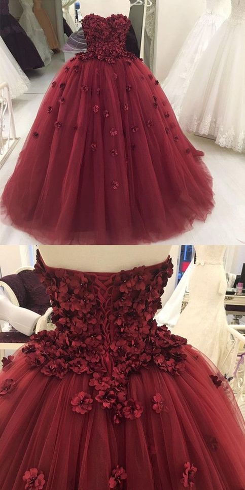 red floral ball gown