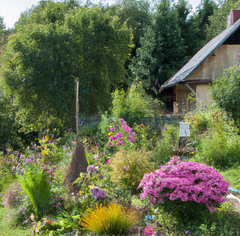 garden in front of a cottage