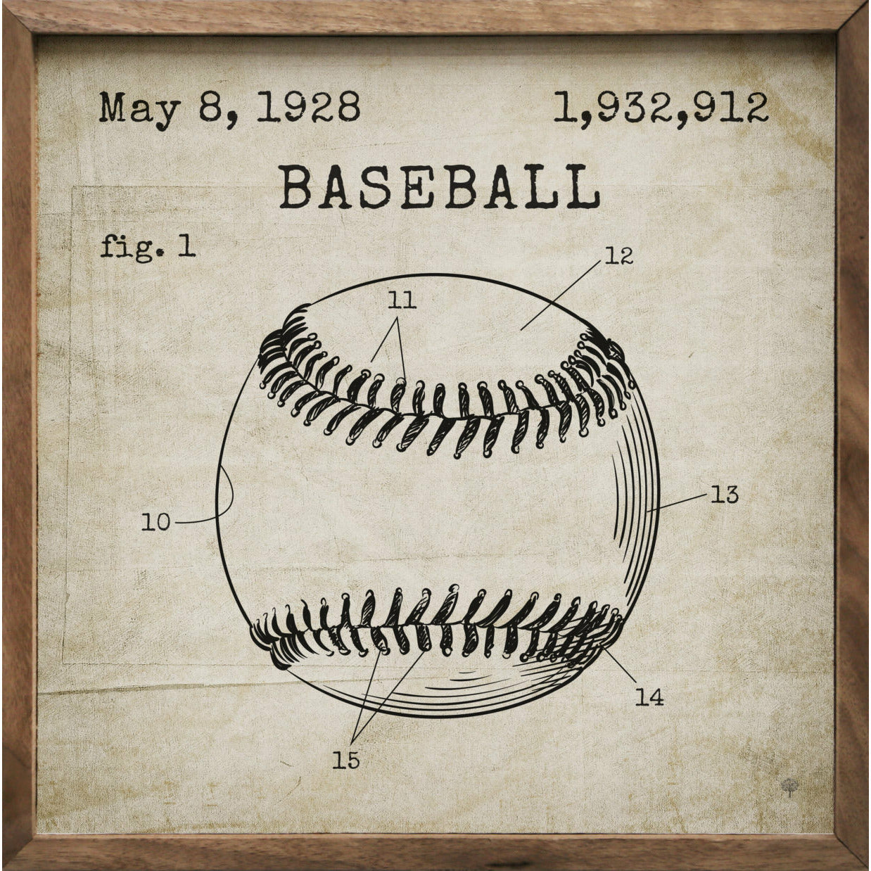 Baseball Patent Wood Framed Print