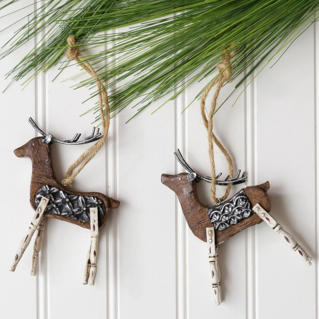 Metal & Wood Deer Ornament