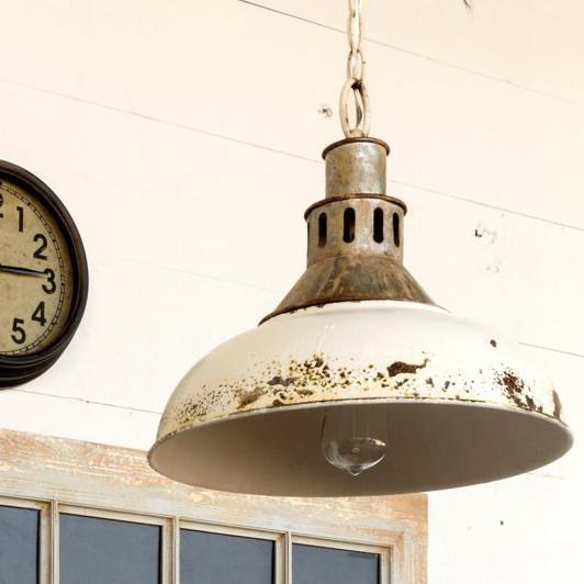 TOB5042HABWHT by Visual Comfort - Henry Industrial Hanging Light in Hand-Rubbed  Antique Brass with White Shade