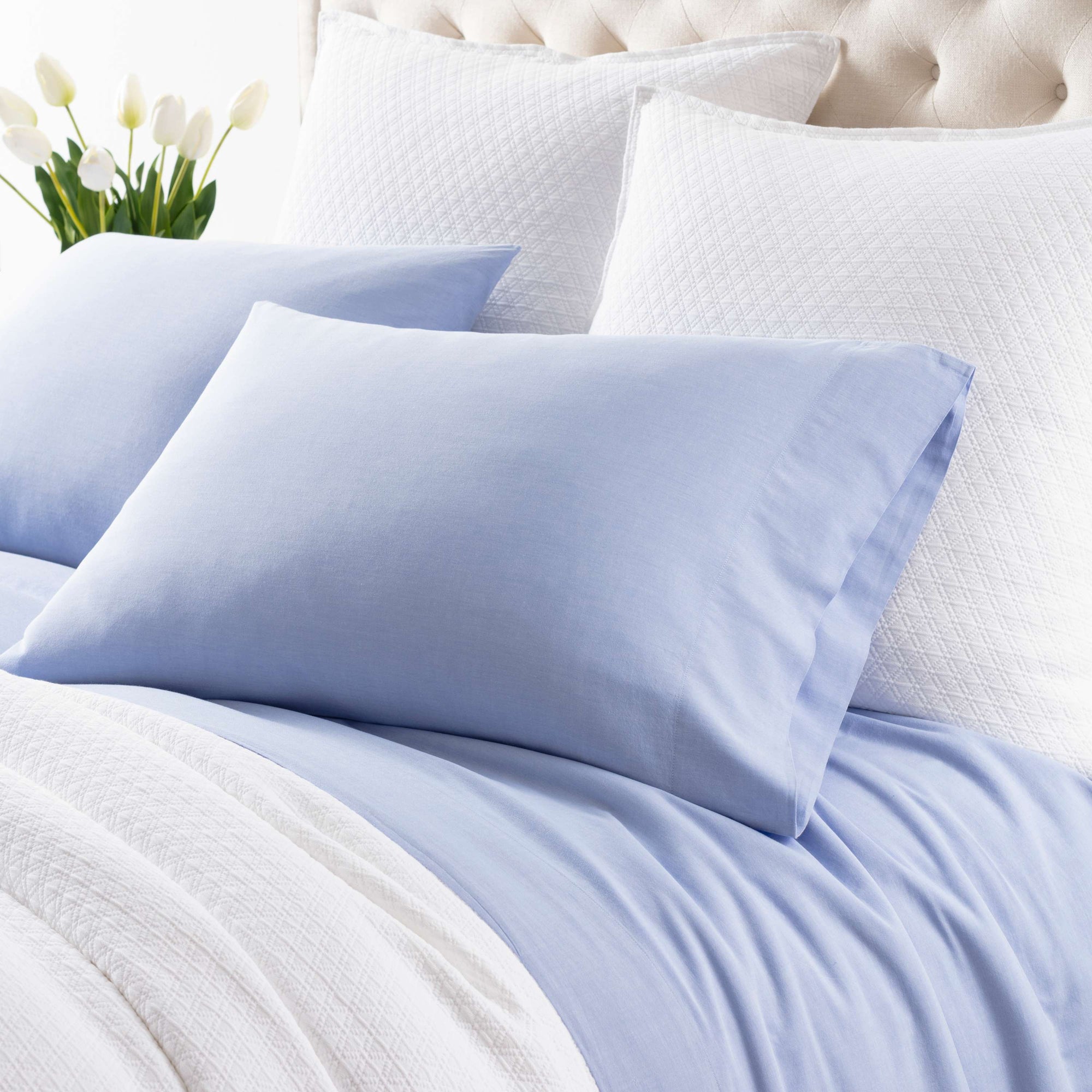 Pine Cone Hill Comfy Cotton French Blue Pillowcase Set