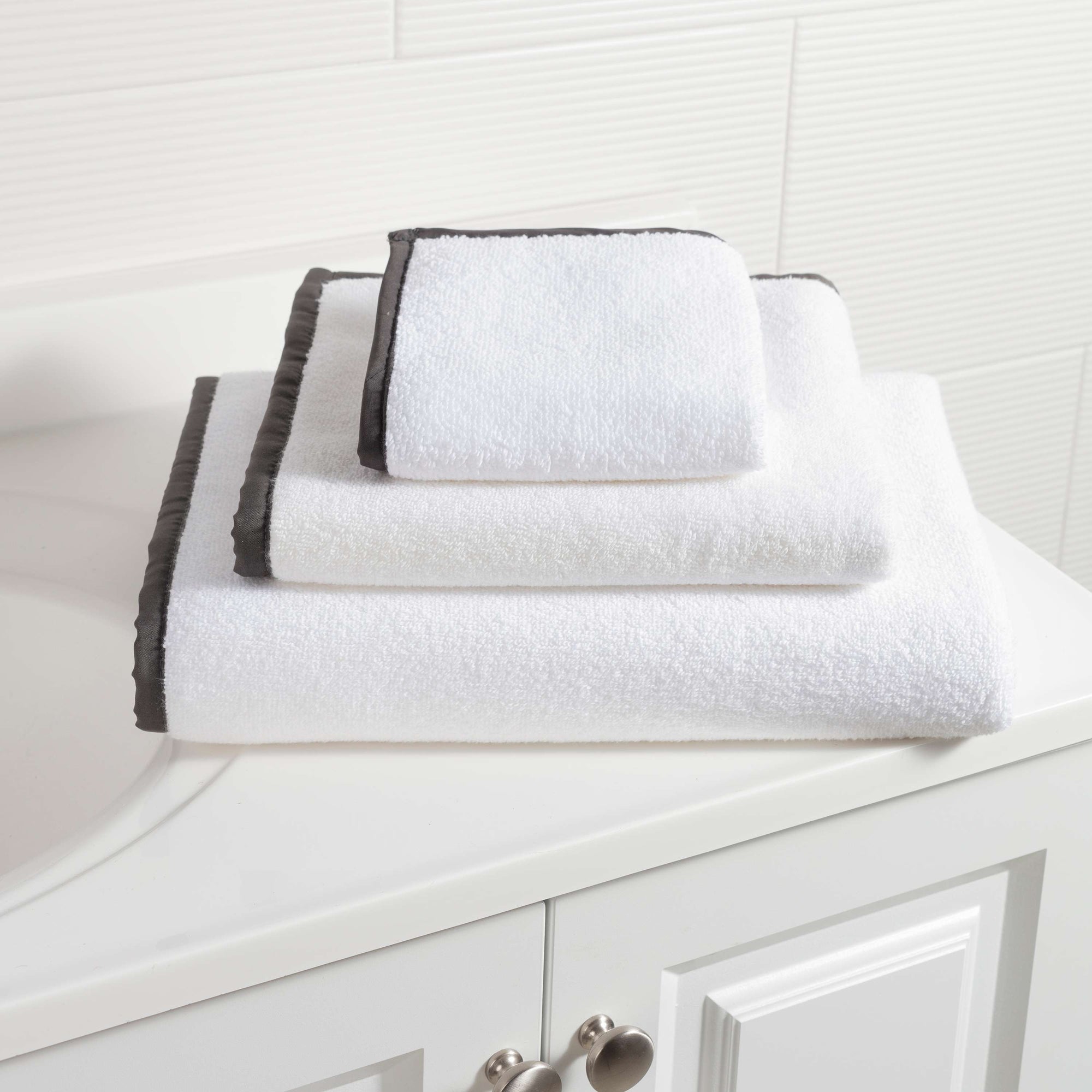 Buy Hand Crafted Farmhouse Grainstripe Towel Set With Sewn Corner Hangers,  made to order from Crafty Hobbit Rehab & Design